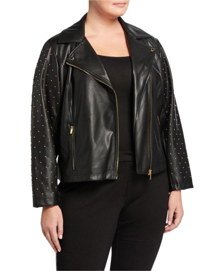 Plus Size Studded Faux-leather
