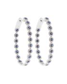 14k White Gold Sapphire & Diamond Hoop Earrings
