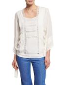 Lace-trim Kimono-style Tunic, White