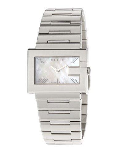 G-rectangle Stainless Steel Watch, White