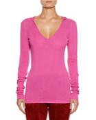 Hooded Silk V-neck Top