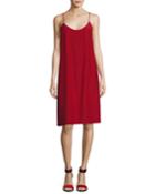 Silk Crepe Slip Dress, Crimson