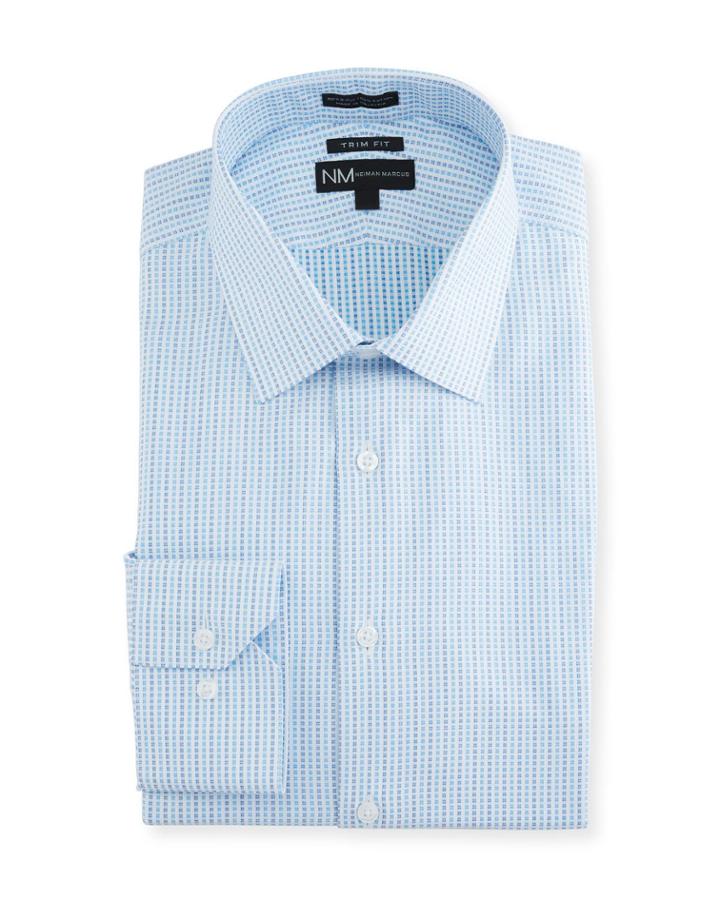 Men's Trim-fit Square Pattern Dobby Dress
