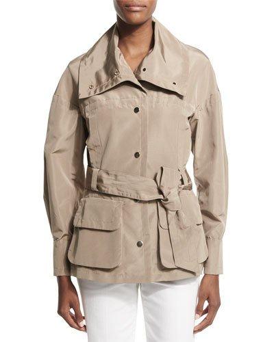 Snap-front Belted Safari Jacket,