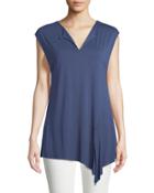 Tie-front Slit-hiem Keyhole Tee