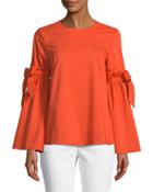Fluted-tie-sleeve Blouse