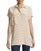 Jaime Floral-print Cap-sleeve Blouse,