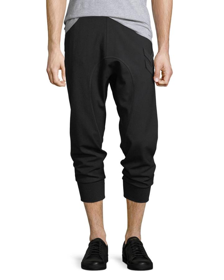 Drop-crotch Jogger Pants W/ Military Patches