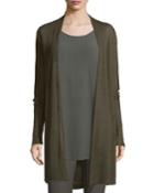 Sheer Hemp Grid Long Cardigan,