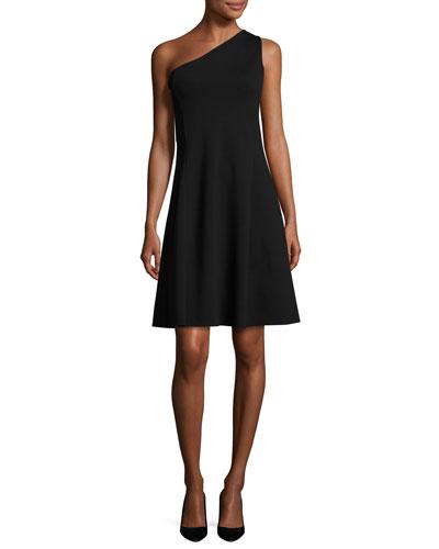 Leainna Fixture Ponte One-shoulder Dress, Black