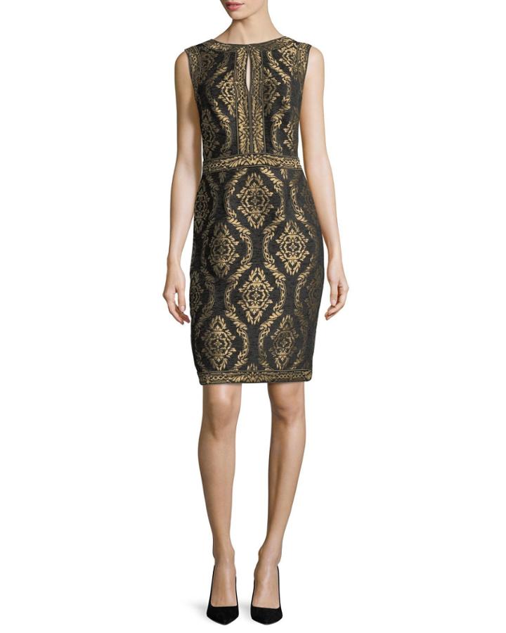 Sleeveless Baroque Jacquard Cocktail Dress