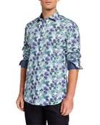Men's Leaf-print Shaped-fit
