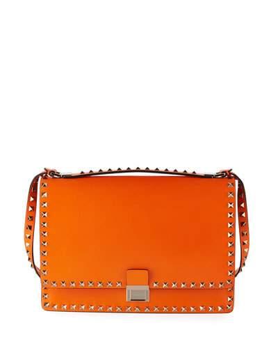 Rockstud Flap Crossbody Bag, Orange