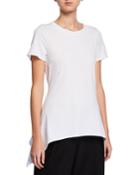 Crewneck Mixed-media Cotton Tunic Tee