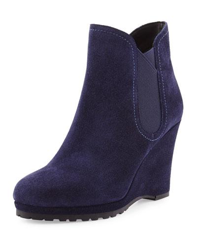 Jozlyn Suede Wedge Bootie, Blue