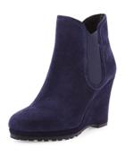 Jozlyn Suede Wedge Bootie, Blue