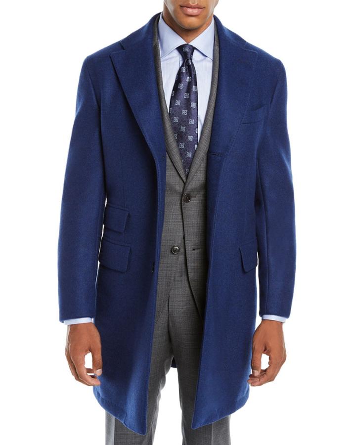Men's Solid Wool Top Coat
