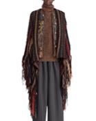 50th Anniversary Chenille Textured Stripe Poncho W/ Fringe