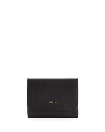 Classic M Leather Trifold Wallet, Onyx