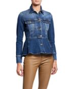 Button-front Flounce Denim Jacket