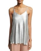 Double-strap Metallic Jersey Cami, Gray