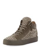 Men's Swarovski Crystal Studded Suede Mid-top