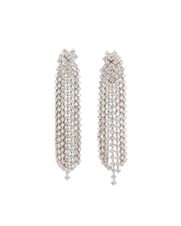 18k White Gold Diamond Dangle Earrings,17.4tcw