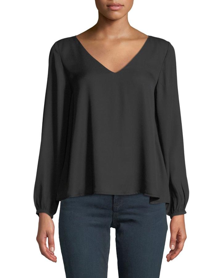 Crisscross Back V-neck Blouse