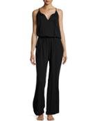 Sleeveless Gauze Lounge Jumpsuit, Black
