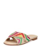 Buttoncandy Embroidered Suede Sandal,