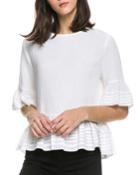 Half-sleeve Top With Pintuck Detail