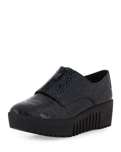 Crocodile-embossed Spectator Zip Oxford
