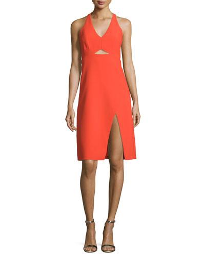 Sleeveless V-neck Sheath Dress, Grenadine