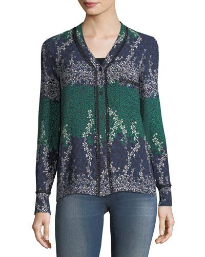 Ivy Trellis=print Long-sleeve Top