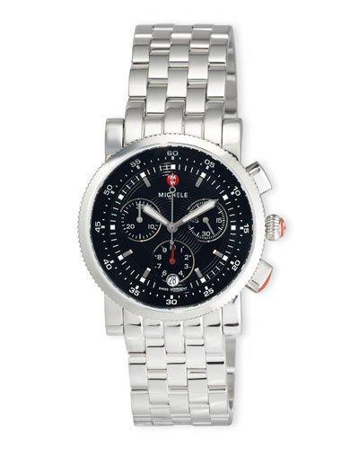 Sport Sail Stainless Steel Chronograph Watch With Black Dial