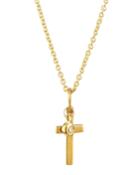 14k Diamond-bezel Cross Necklace