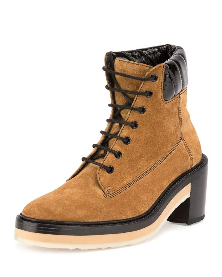 Working Girl Suede Lace-up Boot, Camel