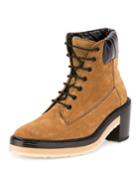 Working Girl Suede Lace-up Boot, Camel