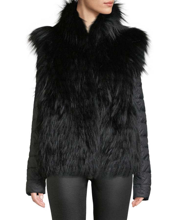 Layered Silver Fox Fur Jacket W/ Detachable