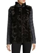 Mink-vested Quilted-sleeve Jacket