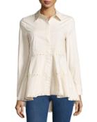 Long Sleeve Lace Detail Blouse, Taupe