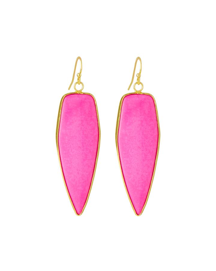 Linear Stone Drop Earrings, Hot Pink