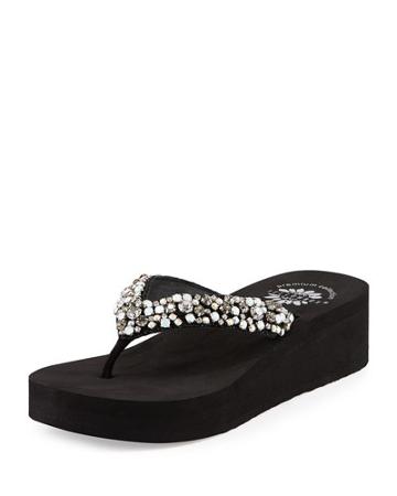Luca Crystal Wedge Thong Sandal, Crystal