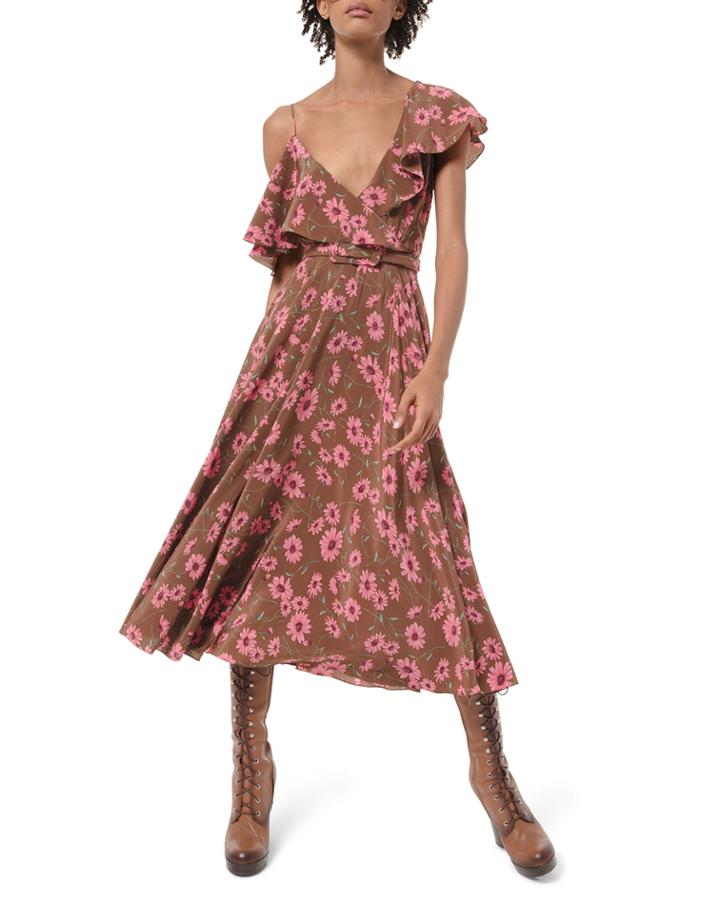 Asymmetric Floral-print Silk Chiffon Dress