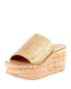 Metallic Leather Wedge