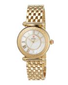 37mm Caber 18k Bracelet Watch W/ Diamonds & Topaz, Gold