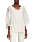 Pleated Chiffon V-neck Drop