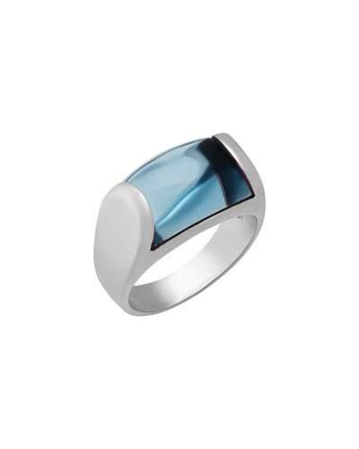 Tronchetto 18k Domed Blue Topaz Ring,
