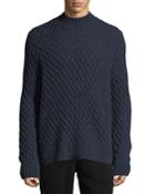 Men's Mock-neck Honeycomb Knit Wool-blend