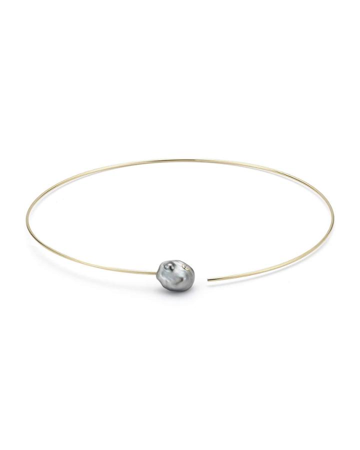 Sea Of Beauty Tahitian Keshi Pearl & Diamond Collar Necklace